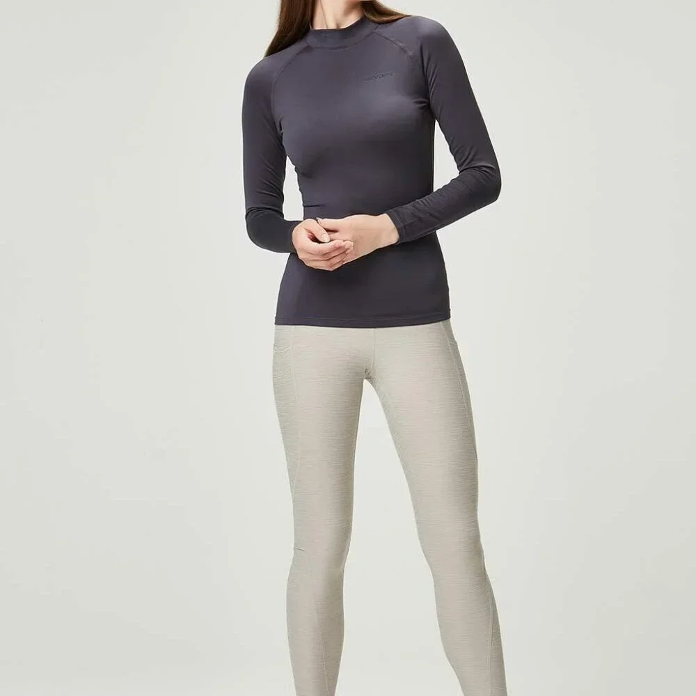 X-Large Women's Long Sleeve Thermal Tops - 2 Pack, Stylish Turtle Neck Design